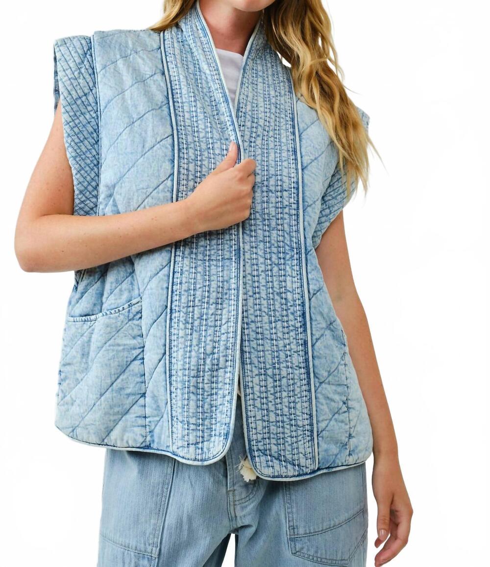 NEW AARON & AMBER mariana oversized quilted vest in denim